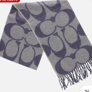 Coach signature logo wool & cashmere scarf